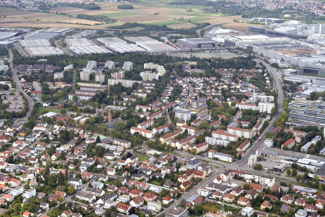Luftbild des Stadtbezirks 02 - Nordwest der Stadt Ingolstadt // Foto: Stadt Ingolstadt/Schalles